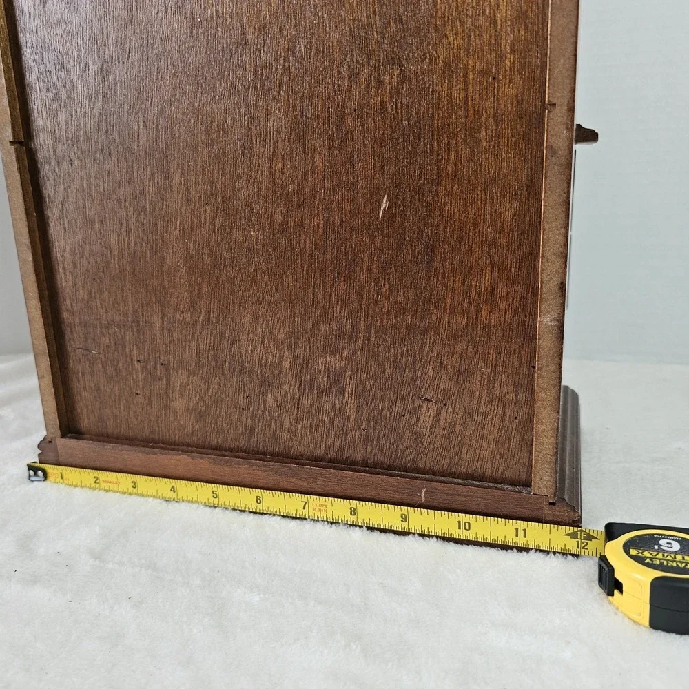 Vintage Wooden Curio Cabinet Jewelry Box With Glass Door 18x12x6.5